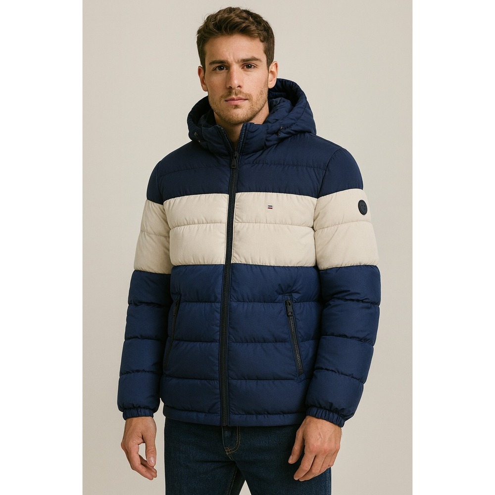 Tommy Hilfiger‎ Men's Quilted Puffer Hooded 90's Jacket XL Reversible Heavy Y2K